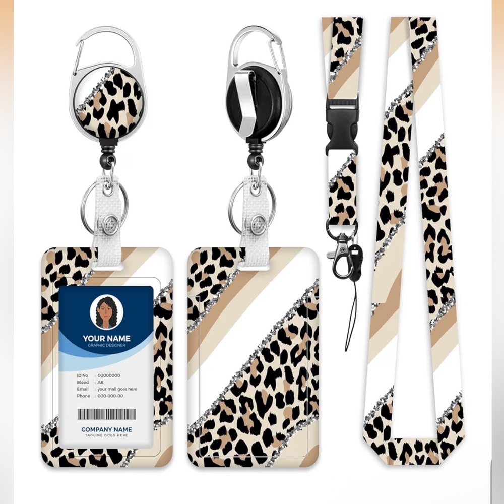 🆕 Lanyard with ID Holder Clip,Retractable Keychain Badge Reel Heavy Duty